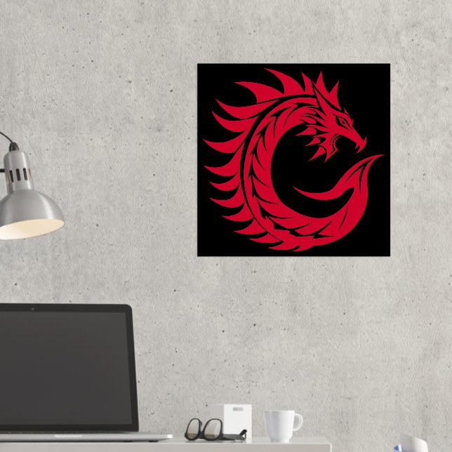 Dragon Styled Letter C, Dragon Alphabet, Monogram Foil Prints (In Situ (Desk 2))
