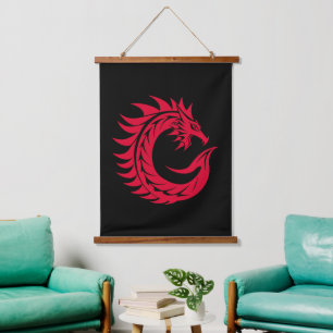 Dragon Styled Letter C, Dragon Alphabet, Monogram Hanging Tapestry