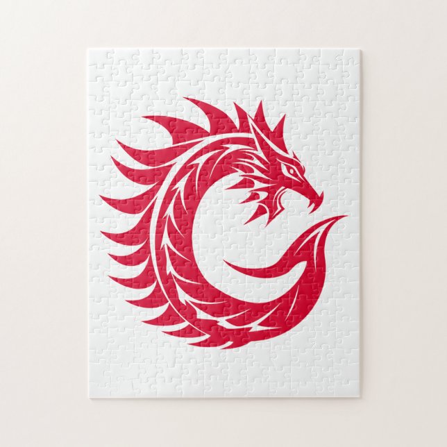 Dragon Styled Letter C, Dragon Alphabet, Monogram Jigsaw Puzzle (Vertical)