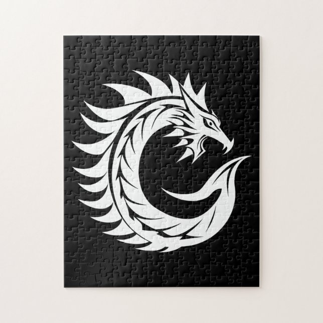 Dragon Styled Letter C, Dragon Alphabet, Monogram Jigsaw Puzzle (Vertical)