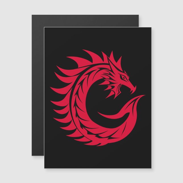 Dragon Styled Letter C, Dragon Alphabet, Monogram Magnetic Invitation (Front/Back)