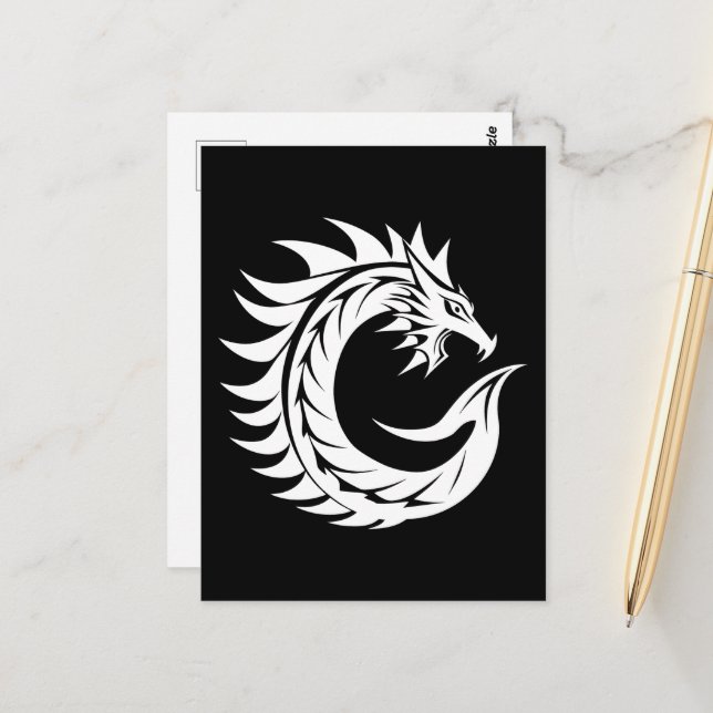 Dragon Styled Letter C, Dragon Alphabet, Monogram Postcard (Front/Back In Situ)