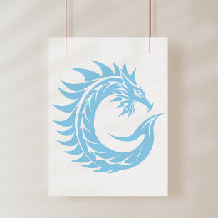 Dragon Styled Letter C, Dragon Alphabet, Monogram Poster
