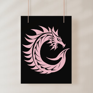 Dragon Styled Letter C, Dragon Alphabet, Monogram Poster