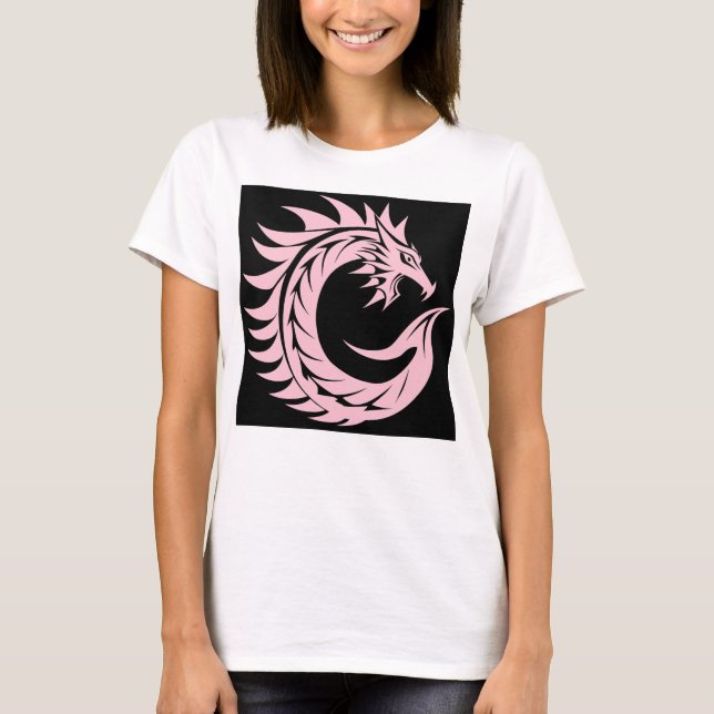 Dragon Styled Letter C, Dragon Alphabet, Monogram T-Shirt (Front)