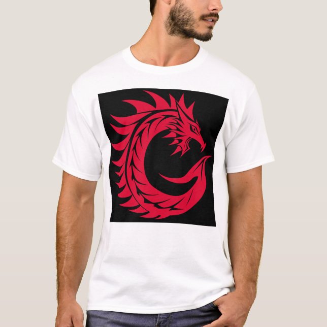Dragon Styled Letter C, Dragon Alphabet, Monogram T-Shirt (Front)