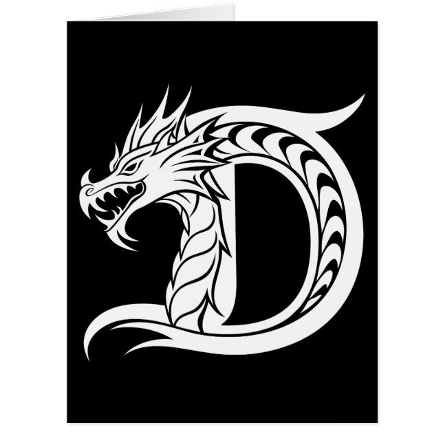 Dragon Styled Letter D, Dragon Alphabet, Monogram (Front)
