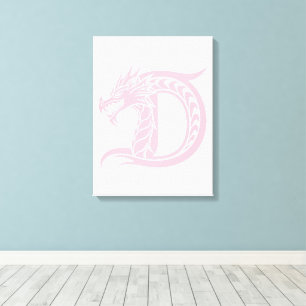Dragon Styled Letter D, Dragon Alphabet, Monogram Canvas Print