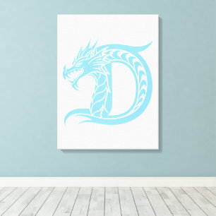 Dragon Styled Letter D, Dragon Alphabet, Monogram Canvas Print