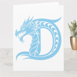 Dragon Styled Letter D, Dragon Alphabet, Monogram Card