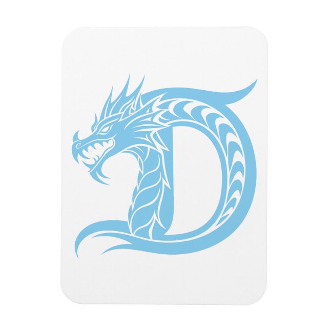 Dragon Styled Letter D, Dragon Alphabet, Monogram Magnet (Vertical)