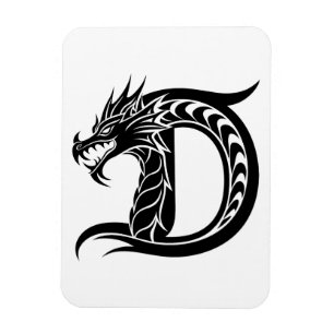 Dragon Styled Letter D, Dragon Alphabet, Monogram Magnet
