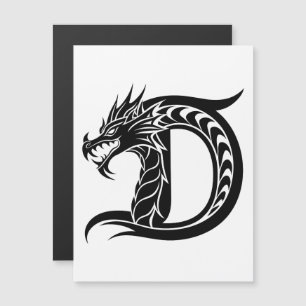 Dragon Styled Letter D, Dragon Alphabet, Monogram Magnetic Invitation