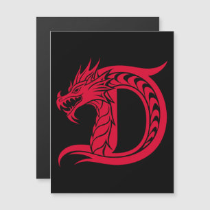 Dragon Styled Letter D, Dragon Alphabet, Monogram Magnetic Invitation