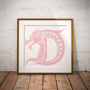 Dragon Styled Letter D, Dragon Alphabet, Monogram Photo Print