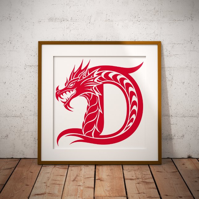 Dragon Styled Letter D, Dragon Alphabet, Monogram Poster (Creator Uploaded)