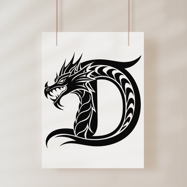 Dragon Styled Letter D, Dragon Alphabet, Monogram Poster (Creator Uploaded)