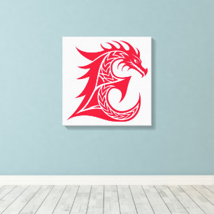 Dragon Styled Letter E, Dragon Alphabet, Monogram Canvas Print