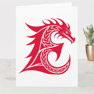 Dragon Styled Letter E, Dragon Alphabet, Monogram Card
