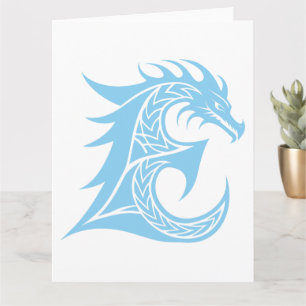 Dragon Styled Letter E, Dragon Alphabet, Monogram Card