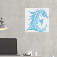 Dragon Styled Letter E, Dragon Alphabet, Monogram