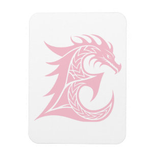 Dragon Styled Letter E, Dragon Alphabet, Monogram Magnet