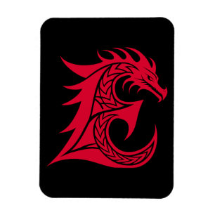 Dragon Styled Letter E, Dragon Alphabet, Monogram Magnet