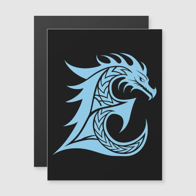 Dragon Styled Letter E, Dragon Alphabet, Monogram Magnetic Invitation (Front/Back)
