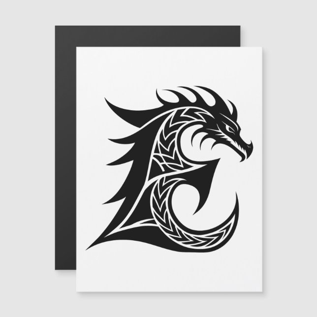 Dragon Styled Letter E, Dragon Alphabet, Monogram Magnetic Invitation (Front/Back)