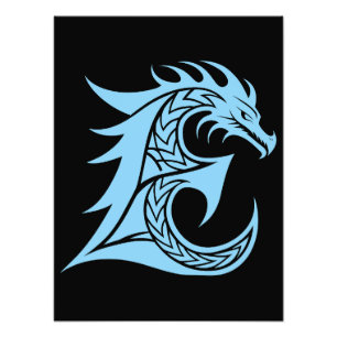 Dragon Styled Letter E, Dragon Alphabet, Monogram Photo Print