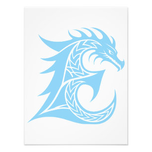 Dragon Styled Letter E, Dragon Alphabet, Monogram Photo Print