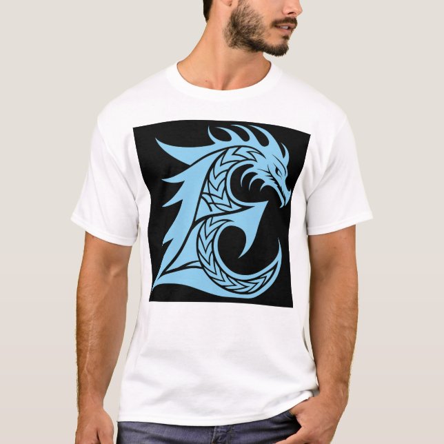 Dragon Styled Letter E, Dragon Alphabet, Monogram T-Shirt (Front)