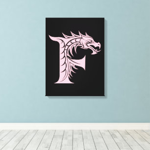 Dragon Styled Letter F, Dragon Alphabet, Monogram Canvas Print
