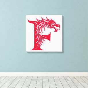 Dragon Styled Letter F, Dragon Alphabet, Monogram Canvas Print