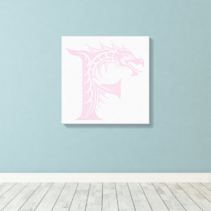 Dragon Styled Letter F, Dragon Alphabet, Monogram Canvas Print