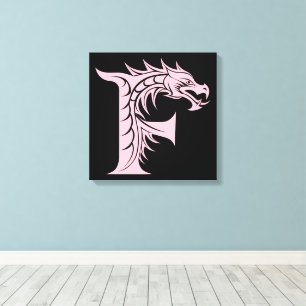 Dragon Styled Letter F, Dragon Alphabet, Monogram Canvas Print