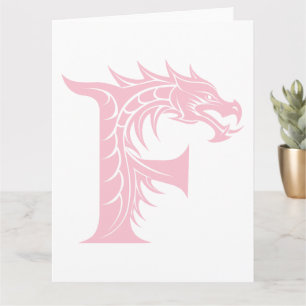 Dragon Styled Letter F, Dragon Alphabet, Monogram Card