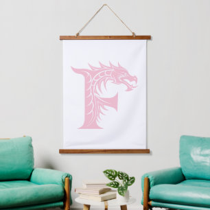 Dragon Styled Letter F, Dragon Alphabet, Monogram Hanging Tapestry