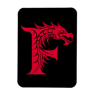 Dragon Styled Letter F, Dragon Alphabet, Monogram Magnet
