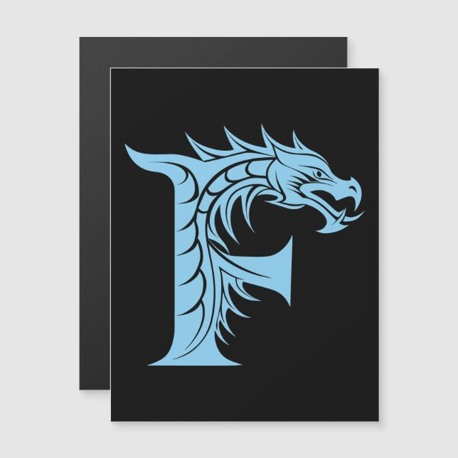 Dragon Styled Letter F, Dragon Alphabet, Monogram Magnetic Invitation (Front/Back)