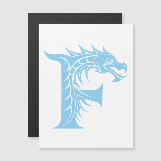 Dragon Styled Letter F, Dragon Alphabet, Monogram Magnetic Invitation (Front/Back)