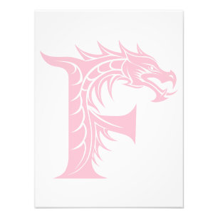 Dragon Styled Letter F, Dragon Alphabet, Monogram Photo Print