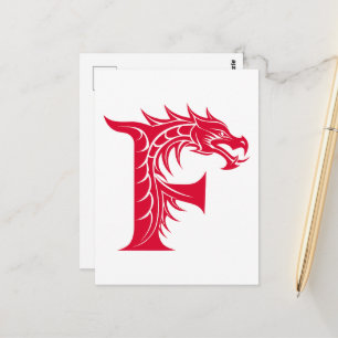 Dragon Styled Letter F, Dragon Alphabet, Monogram Postcard