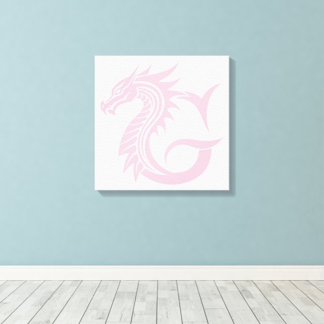 Dragon Styled Letter G, Dragon Alphabet, Monogram Canvas Print (Insitu(Wood Floor))