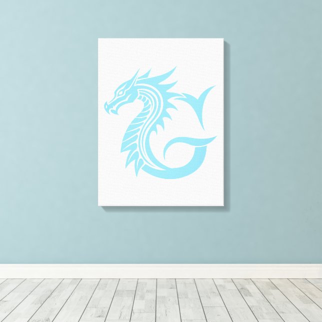 Dragon Styled Letter G, Dragon Alphabet, Monogram Canvas Print (Insitu(Wood Floor))