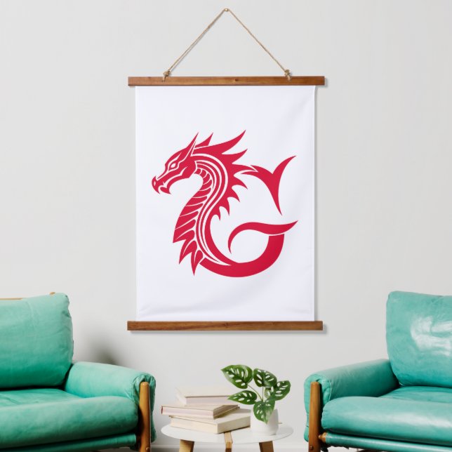 Dragon Styled Letter G, Dragon Alphabet, Monogram Hanging Tapestry (Living Room)