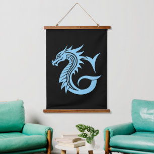 Dragon Styled Letter G, Dragon Alphabet, Monogram Hanging Tapestry
