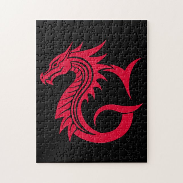 Dragon Styled Letter G, Dragon Alphabet, Monogram Jigsaw Puzzle (Vertical)
