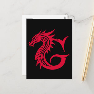 Dragon Styled Letter G, Dragon Alphabet, Monogram Postcard