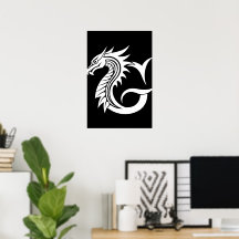 Dragon Styled Letter G, Dragon Alphabet, Monogram